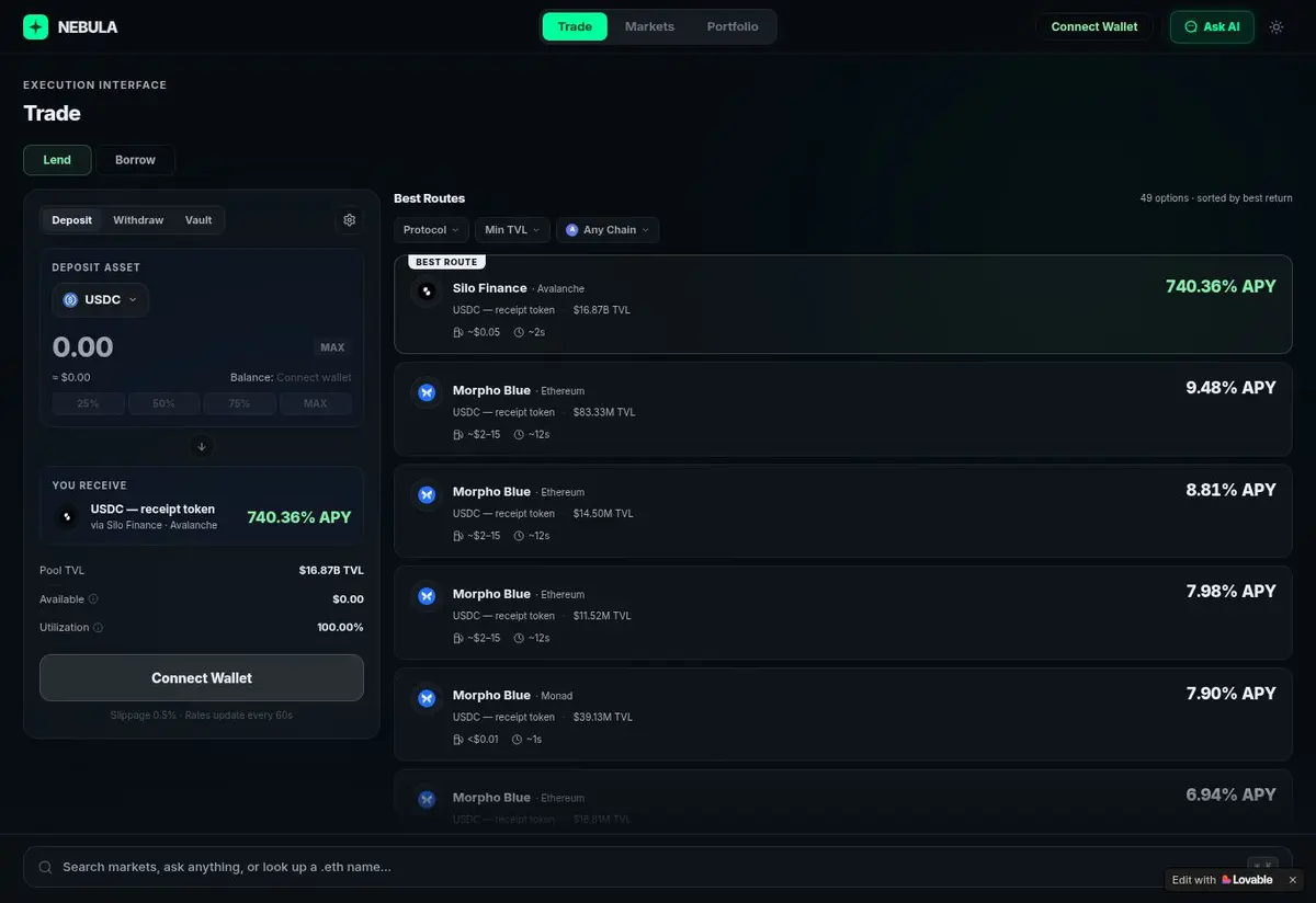 Screenshot of Nebula captured from the live product